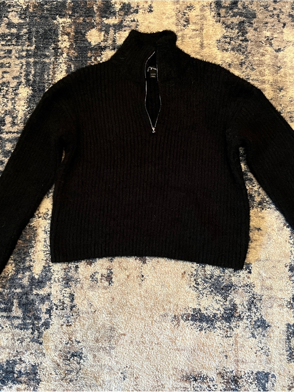 art class Black Ribbed Half-Zip Mock Neck Sweater